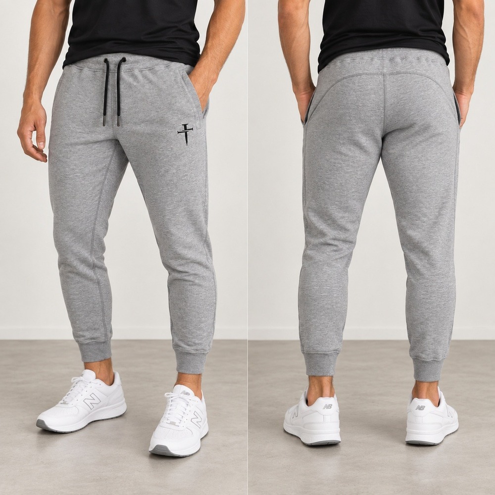 Three Nails Mens Joggers Large Gray Fleece Sweatpants Christian Streetwear